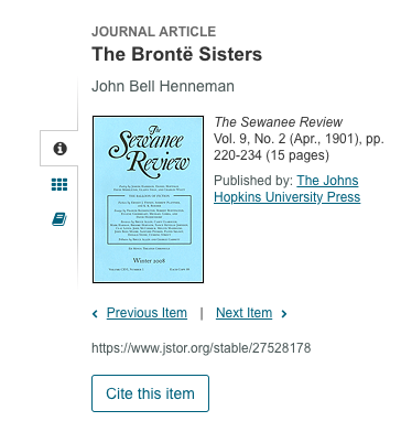 Bronte sisters citation data