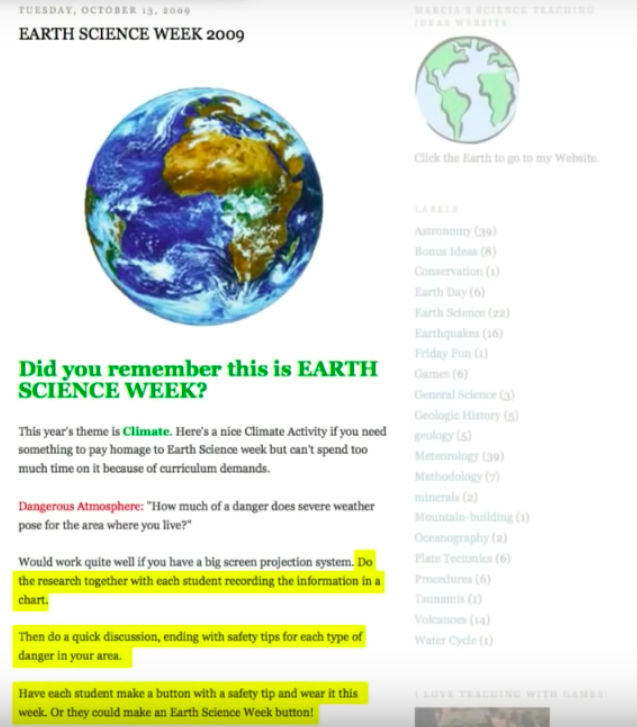 Earth Science Week front page